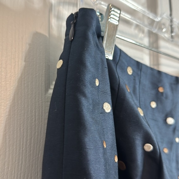 Talbots Pants Womens Cropped Straight Legs 100% Silk Embroidered Polka Dot Sz 12 - Picture 2 of 6